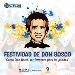 Afiche promocional de las festividades por el mes de Don Bosco - sede Guayaquil